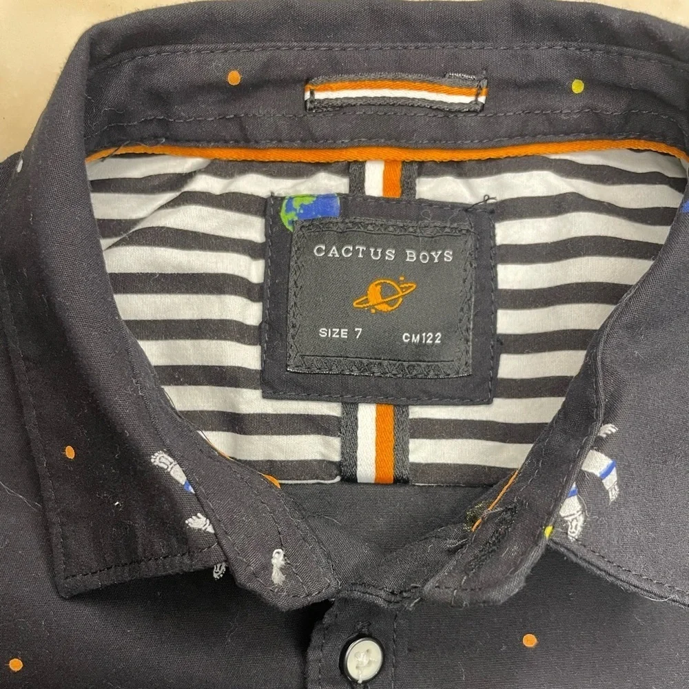 Cactus Boys Space-Themed Short Sleeve button down Shirt size 7